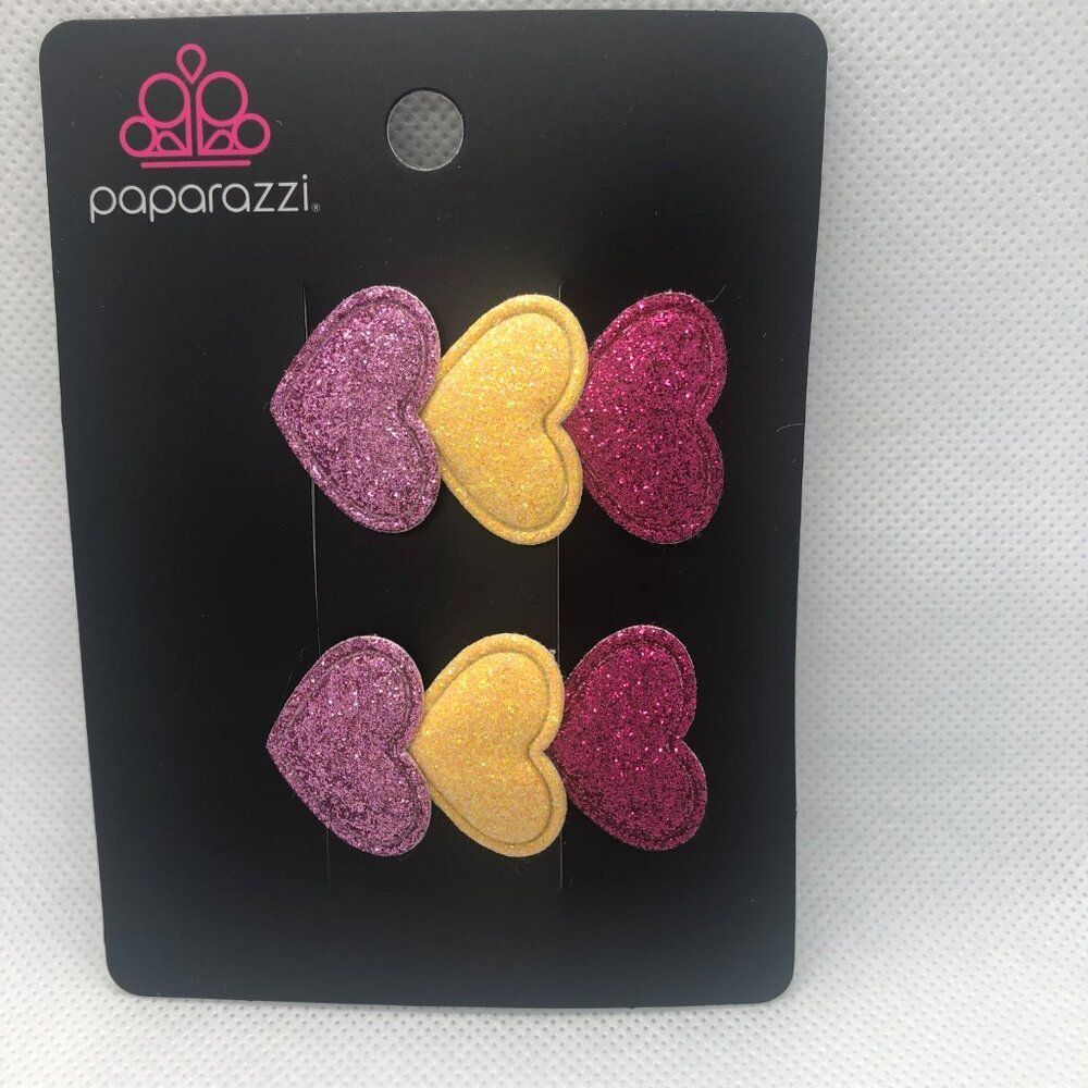 NWT...Hair Bows w/multcolored hearts - "Love at First Sparkle"